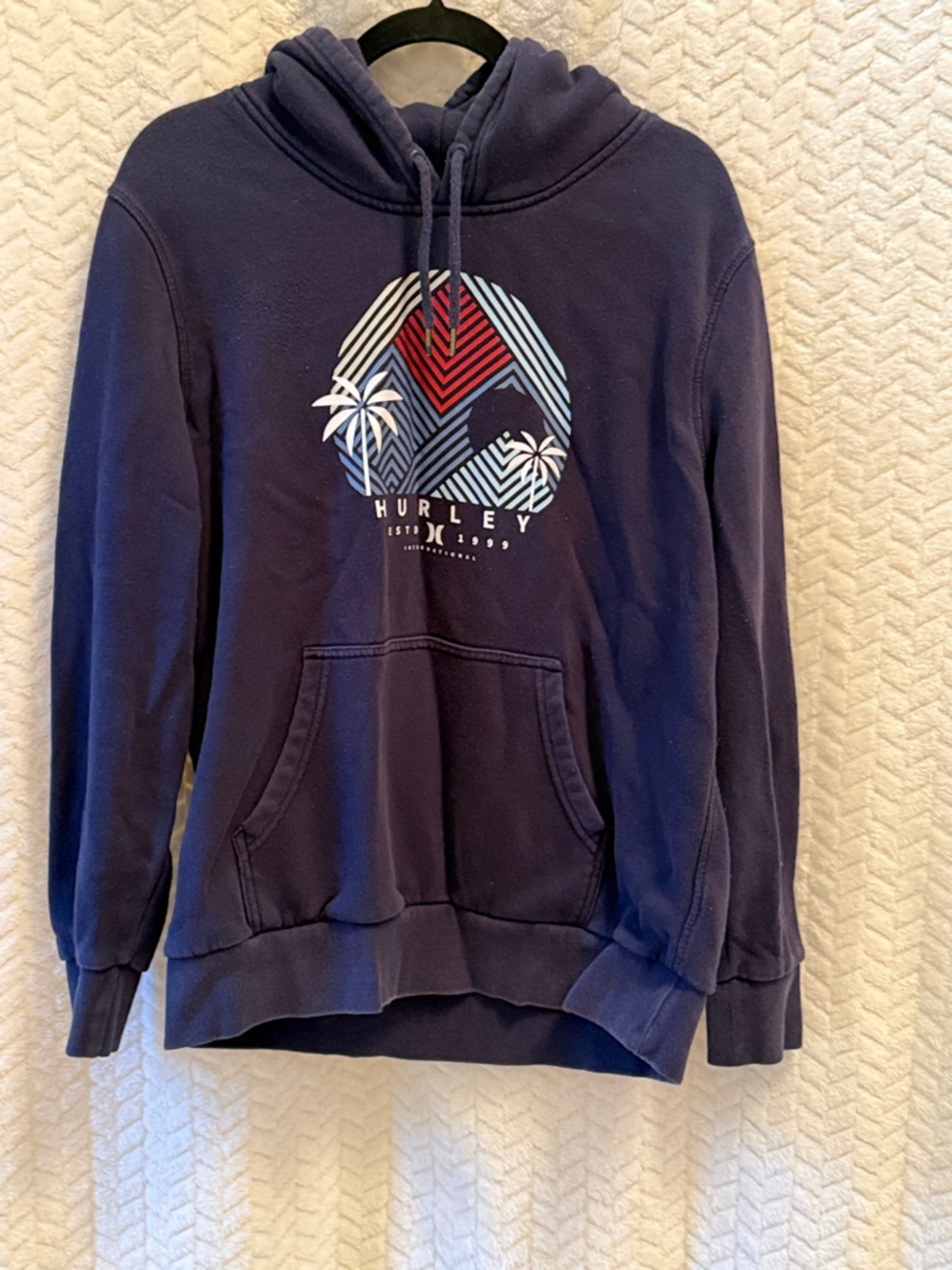 Hurley Men's Navy Crewneck Hoodie with Multicolor Chest Graphic